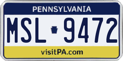 PA license plate MSL9472