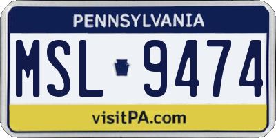 PA license plate MSL9474