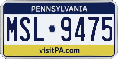 PA license plate MSL9475