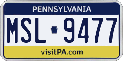 PA license plate MSL9477