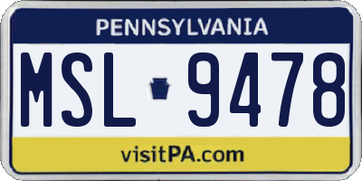 PA license plate MSL9478