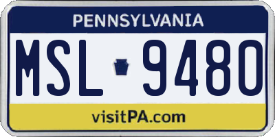 PA license plate MSL9480