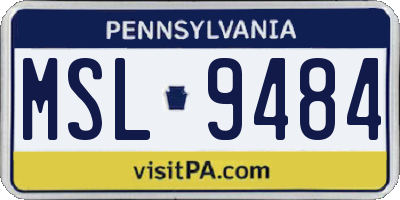 PA license plate MSL9484