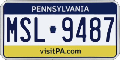 PA license plate MSL9487