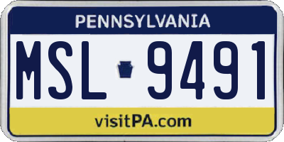 PA license plate MSL9491