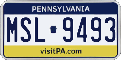PA license plate MSL9493