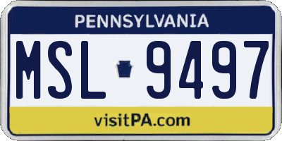 PA license plate MSL9497