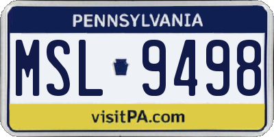 PA license plate MSL9498