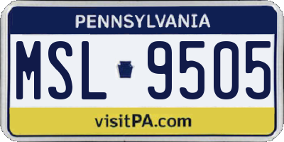 PA license plate MSL9505