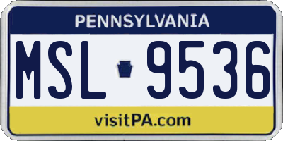 PA license plate MSL9536