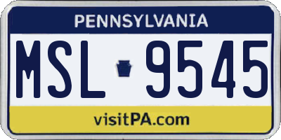 PA license plate MSL9545
