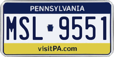 PA license plate MSL9551