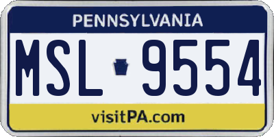 PA license plate MSL9554