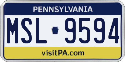 PA license plate MSL9594