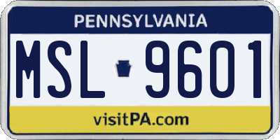 PA license plate MSL9601