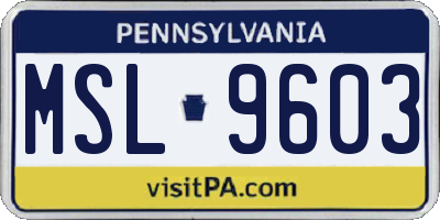 PA license plate MSL9603