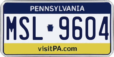 PA license plate MSL9604