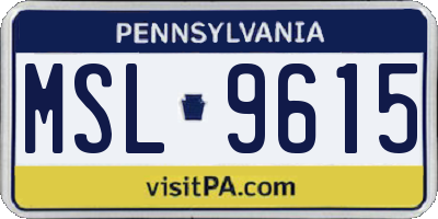 PA license plate MSL9615