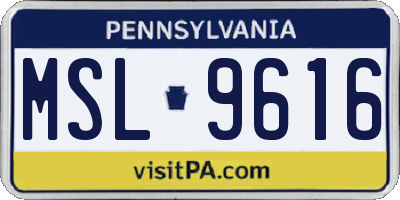PA license plate MSL9616