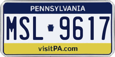 PA license plate MSL9617