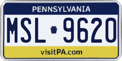 PA license plate MSL9620