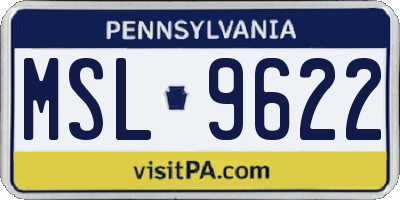 PA license plate MSL9622