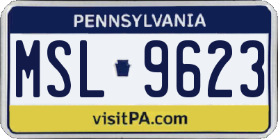 PA license plate MSL9623