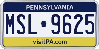 PA license plate MSL9625