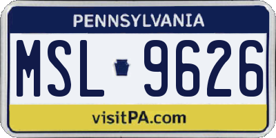 PA license plate MSL9626