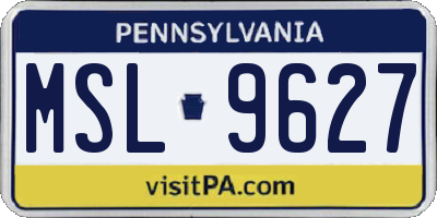 PA license plate MSL9627