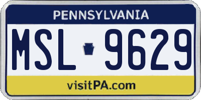 PA license plate MSL9629