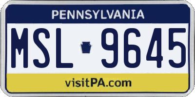 PA license plate MSL9645