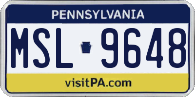 PA license plate MSL9648