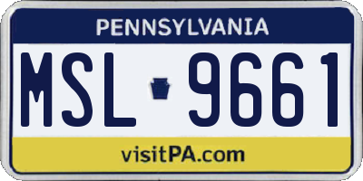 PA license plate MSL9661