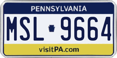 PA license plate MSL9664
