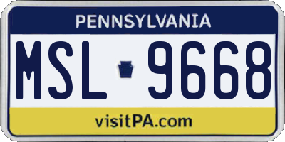 PA license plate MSL9668