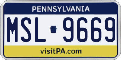 PA license plate MSL9669