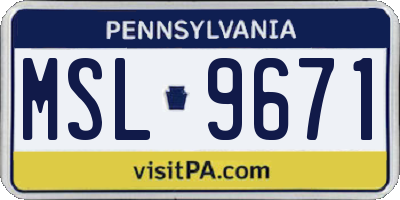 PA license plate MSL9671