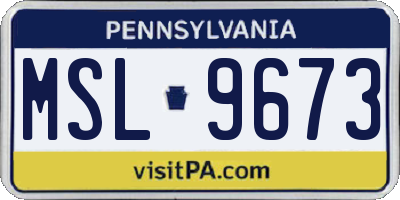 PA license plate MSL9673
