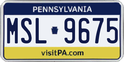 PA license plate MSL9675