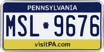 PA license plate MSL9676
