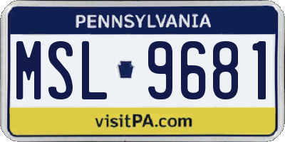 PA license plate MSL9681