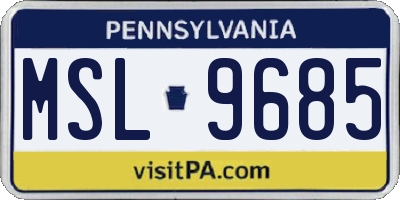 PA license plate MSL9685