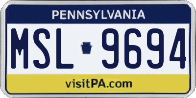 PA license plate MSL9694