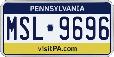PA license plate MSL9696