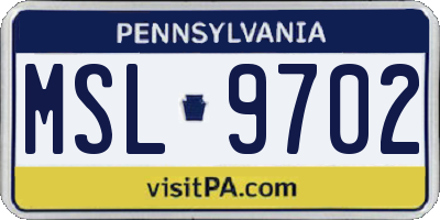 PA license plate MSL9702