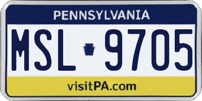 PA license plate MSL9705