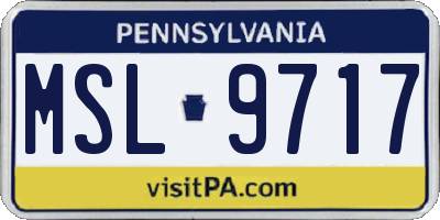 PA license plate MSL9717