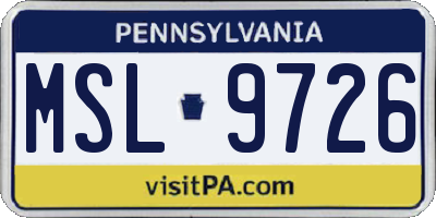 PA license plate MSL9726