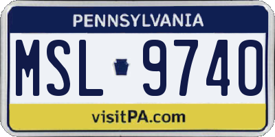PA license plate MSL9740